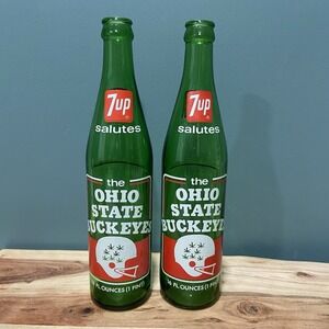 7-Up Salutes 1973 Commemorative Ohio State Buckeyes Bottle Football Vintage